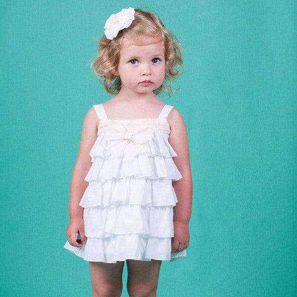 Vestido niña pequeño plumeti blanco abertura - La Ormiga